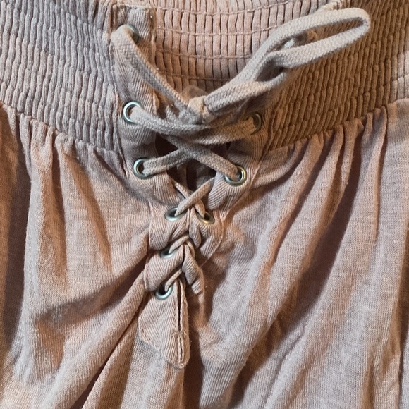 Blush Pink Off-Shoulder Lace-Up Top - Picture 4 of 4